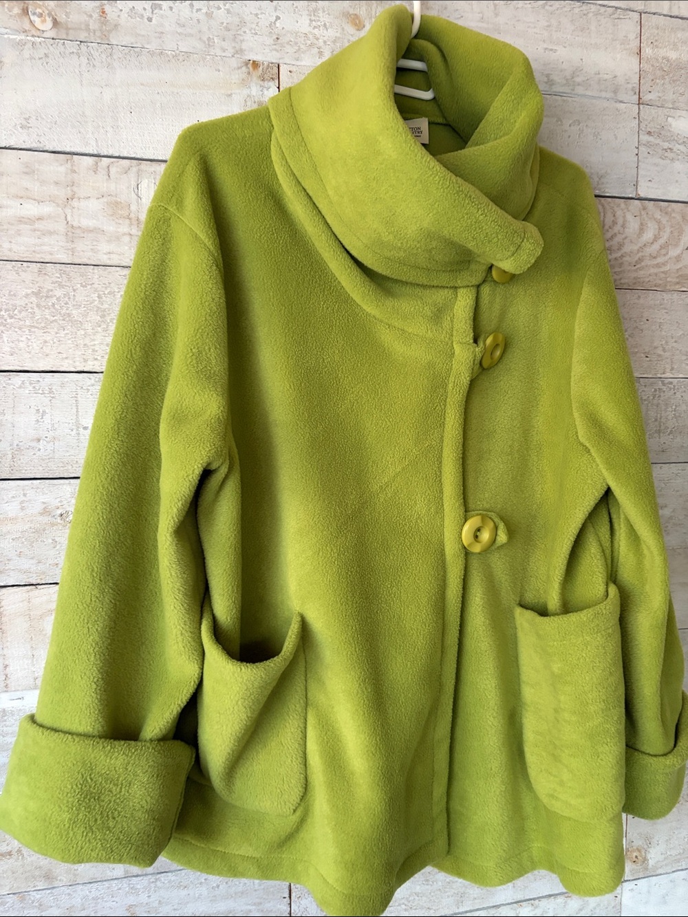 Cotton Country by Parkhurst chartreuse fleece oversized jacket - Picture 4 of 5